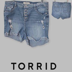 Torrid  High Rise Distressed Casual Denim Jean Short Womens Plus Size 18